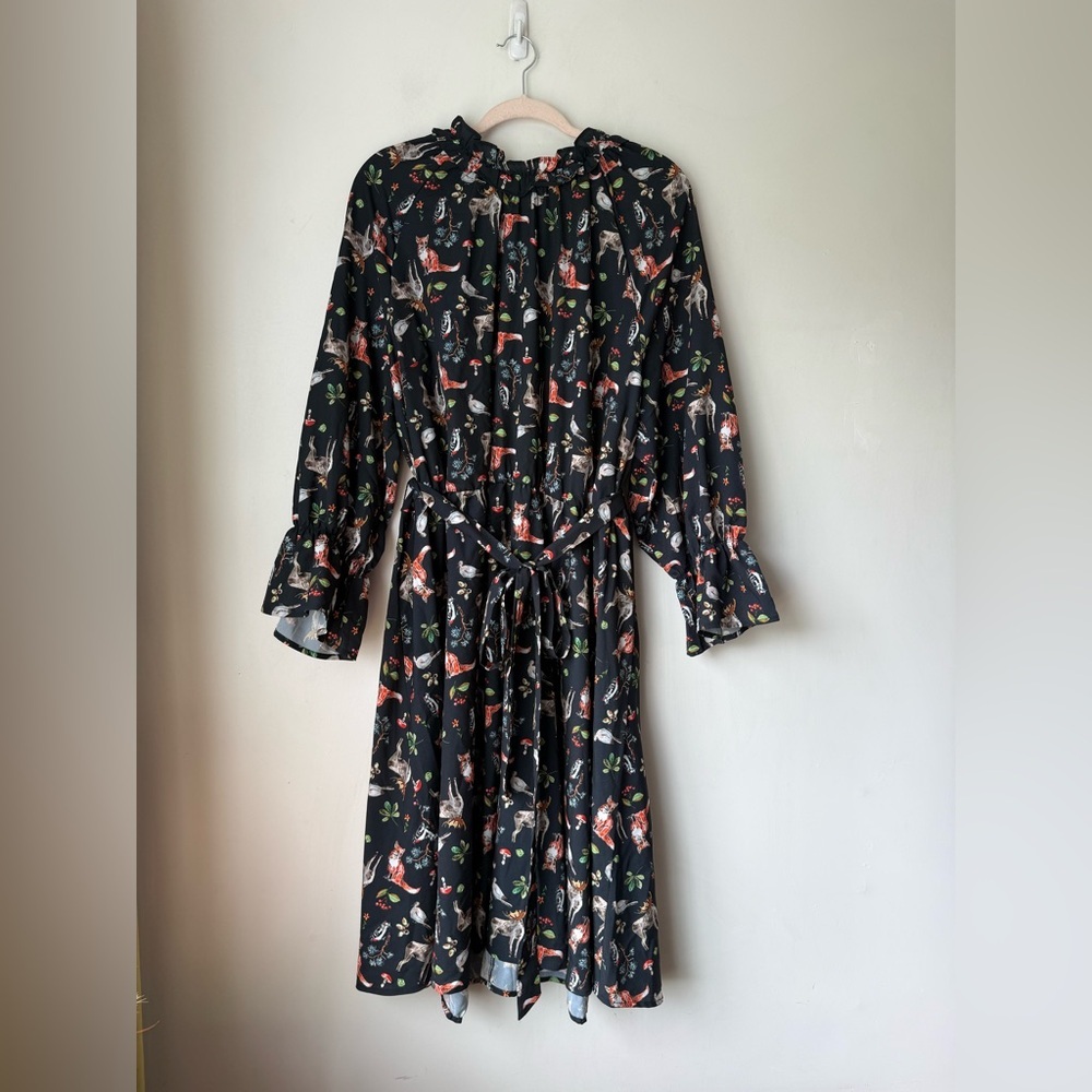 Eloquii Woodland Creature Printed Midi Dress Plus Size 24